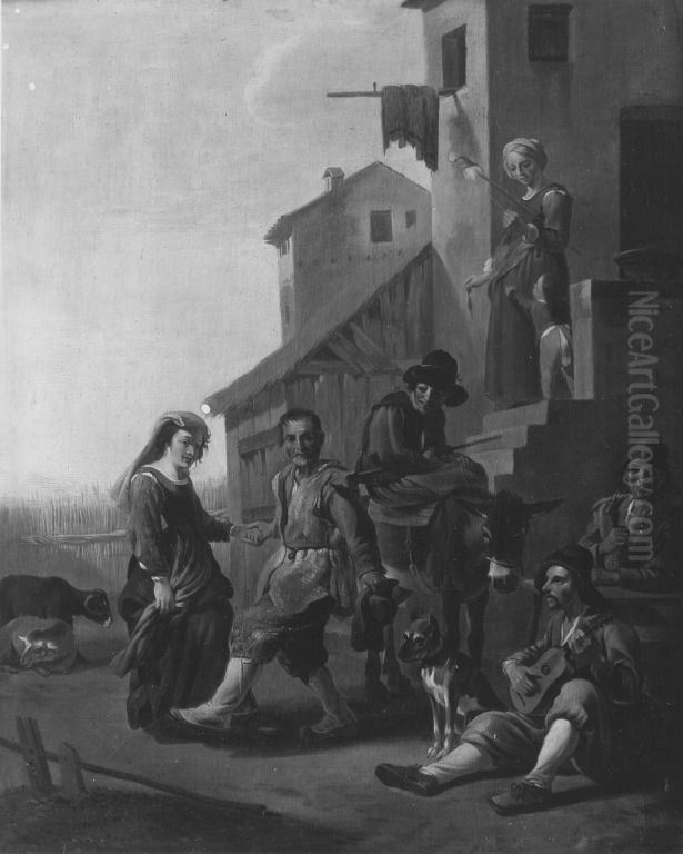 Tanz in der Campagna Oil Painting by Johannes Lingelbach