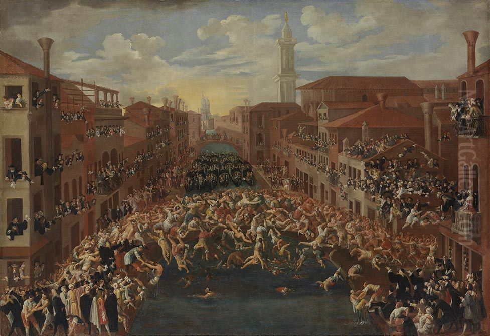 Wettstreit beim Ponte dei Pugni Oil Painting by Joseph Heintz the Younger