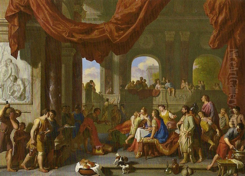 Aenas und Ascanius beim Festmahl der Dido Oil Painting by Gerard Hoet