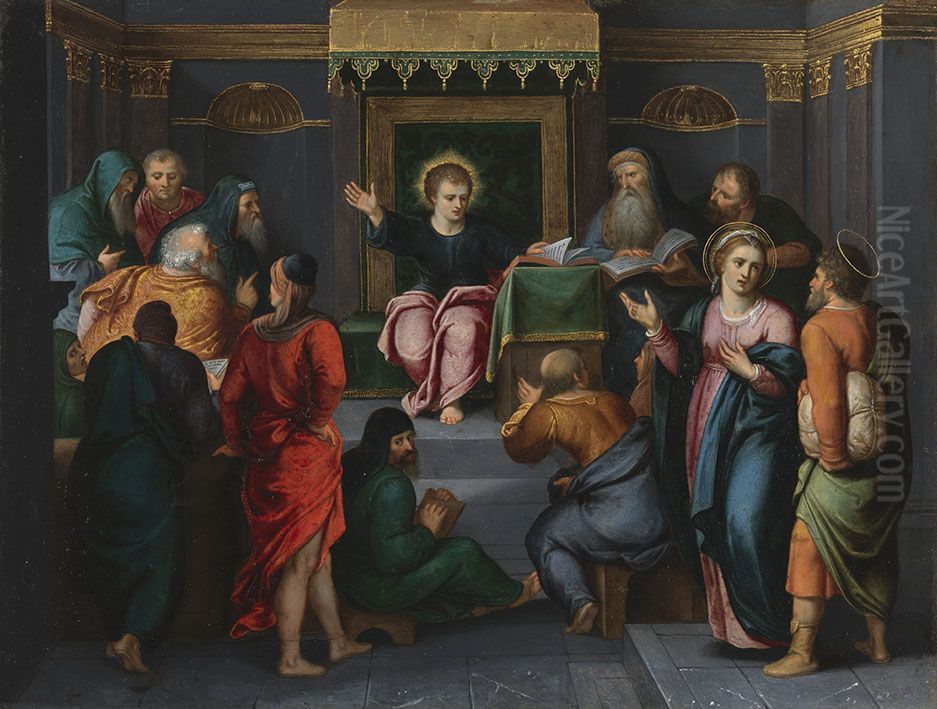 Der zwolfjahrige Jesus im Tempel Oil Painting by Otto van Veen