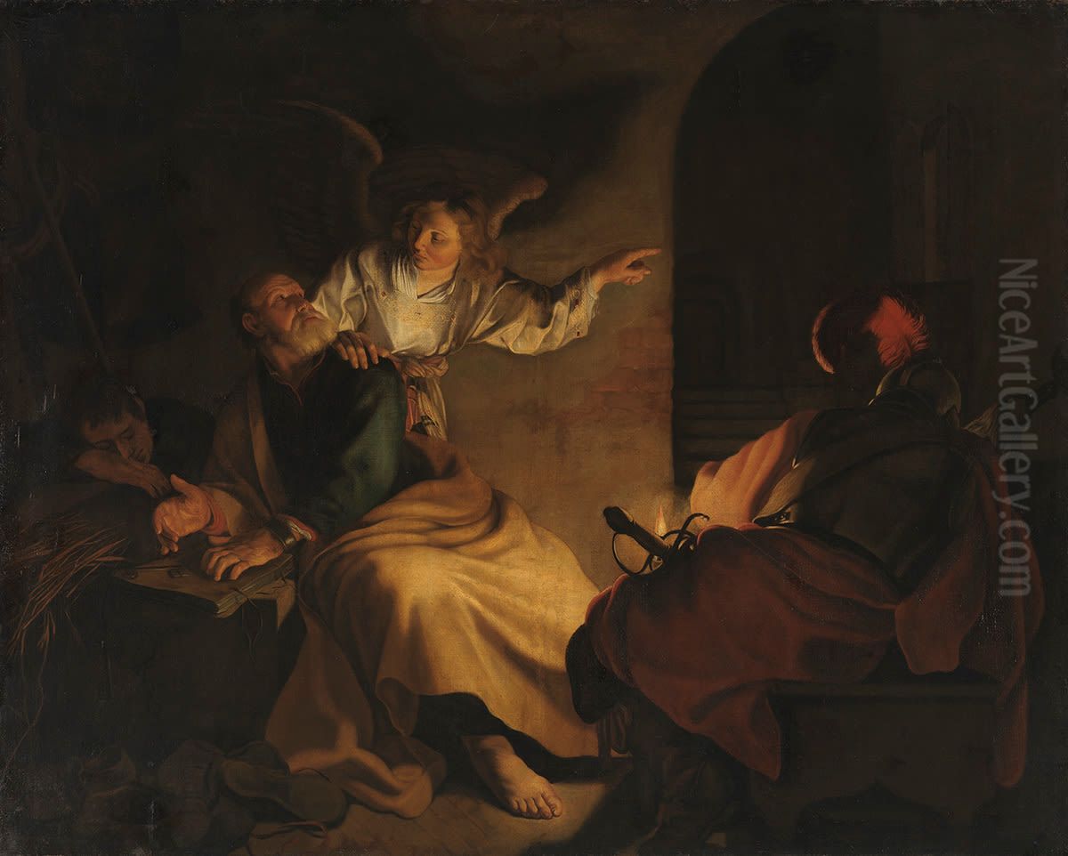 Die Befreiung Petri Oil Painting by Gerard van Honthorst