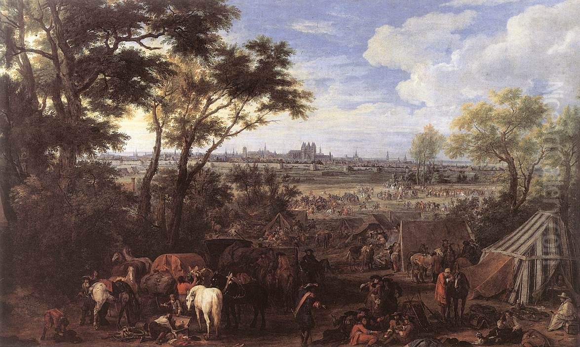 The Army of Louis XIV in front of Tournai in 1667 Oil Painting by Adam Frans van der Meulen