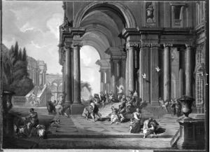 Architekturbild (Christus treibt die Handler aus dem Tempel)