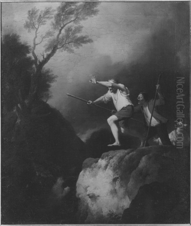Blinde am Abgrund Oil Painting by Christian Wilhelm Ernst Dietrich