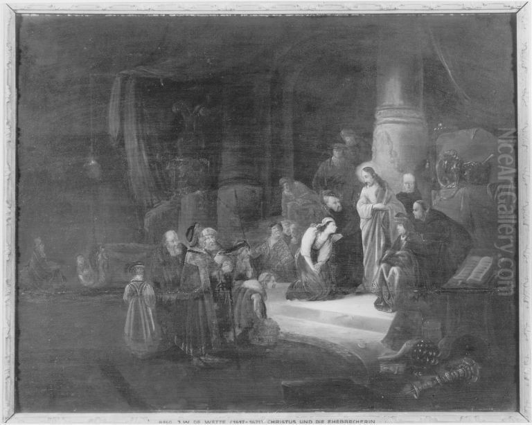 Christus und die Ehebrecherin Oil Painting by Jacob Willemsz de Wet