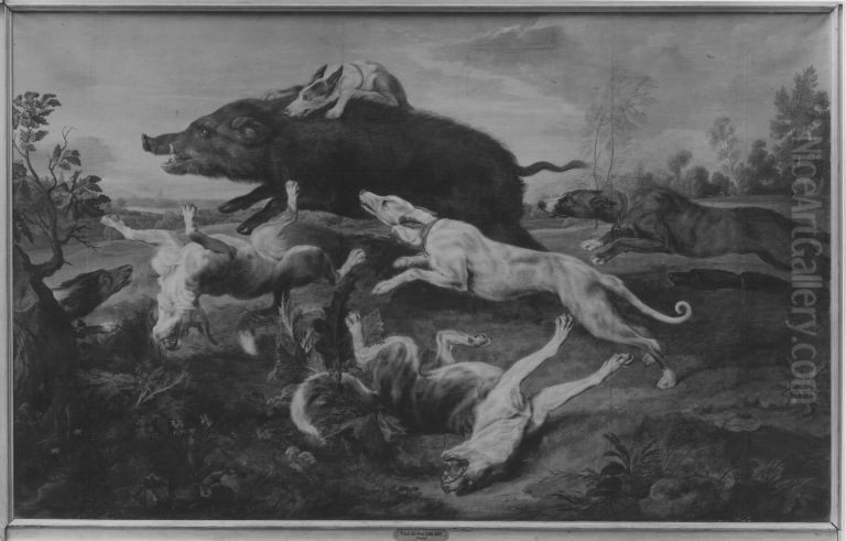 Eberjagd Oil Painting by Paul de Vos