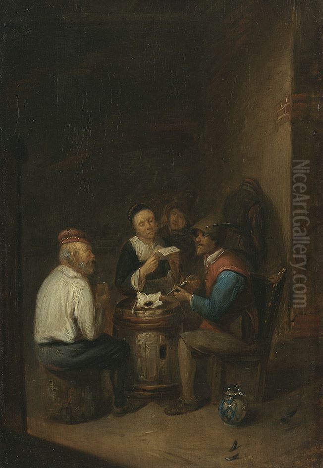 Frau mit Brief in einer Schenke Oil Painting by Gillis van Tilborgh