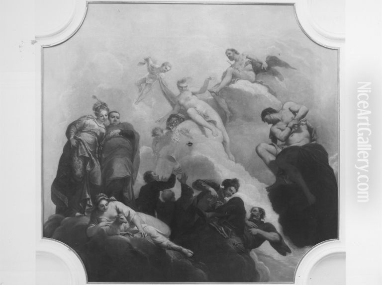 Gaben des Glucks (Deckenbild) Oil Painting by Antonio Bellucci