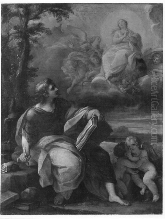 Hl. Johannes auf Patmos Oil Painting by Carlo Maratta or Maratti