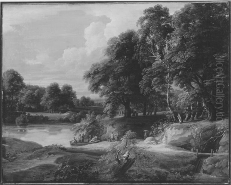 Landschaft mit Baumen und Gewasser Oil Painting by Jacques d'Arthois