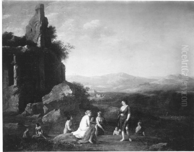 Landschaft mit Callisto und Diana Oil Painting by Cornelius van Poelenburgh