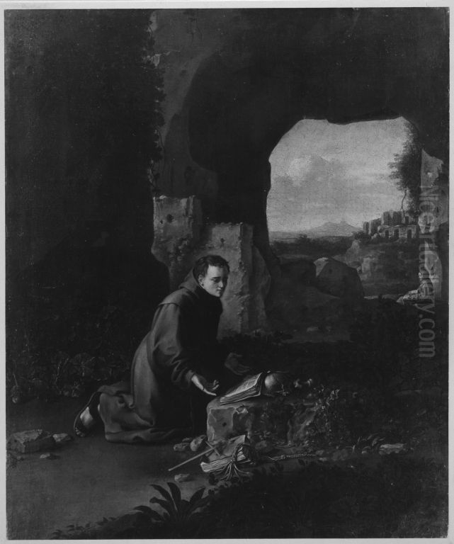 Junger Monch in einer Hohle (Der hl. Franziskus) Oil Painting by Bartholomeus Breenbergh