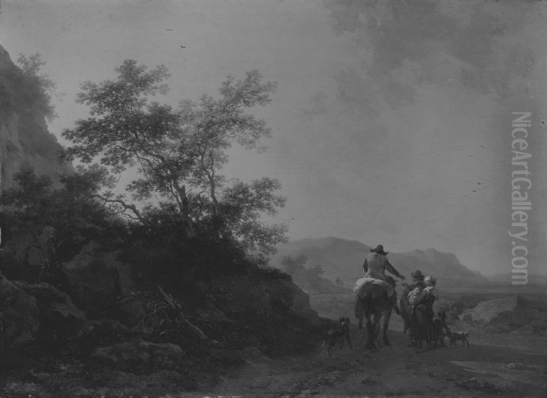 Italienische Abendlandschaft Oil Painting by Nicolaes Pieterszoon Berchem