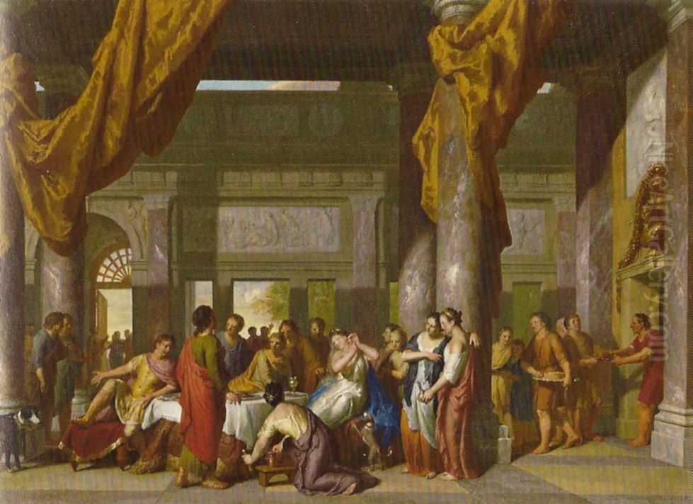 Marcus Antonius beim Festmahl der Kleopatra Oil Painting by Gerard Hoet