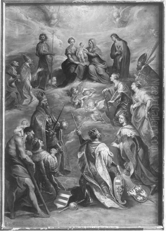 Maria mit dem Kind und der hl. Anna, umgeben von Heiligen und den Heiligen des Hauses Osterreich-Habsburg und Heiliger Kasimir Oil Painting by Thomas Francken