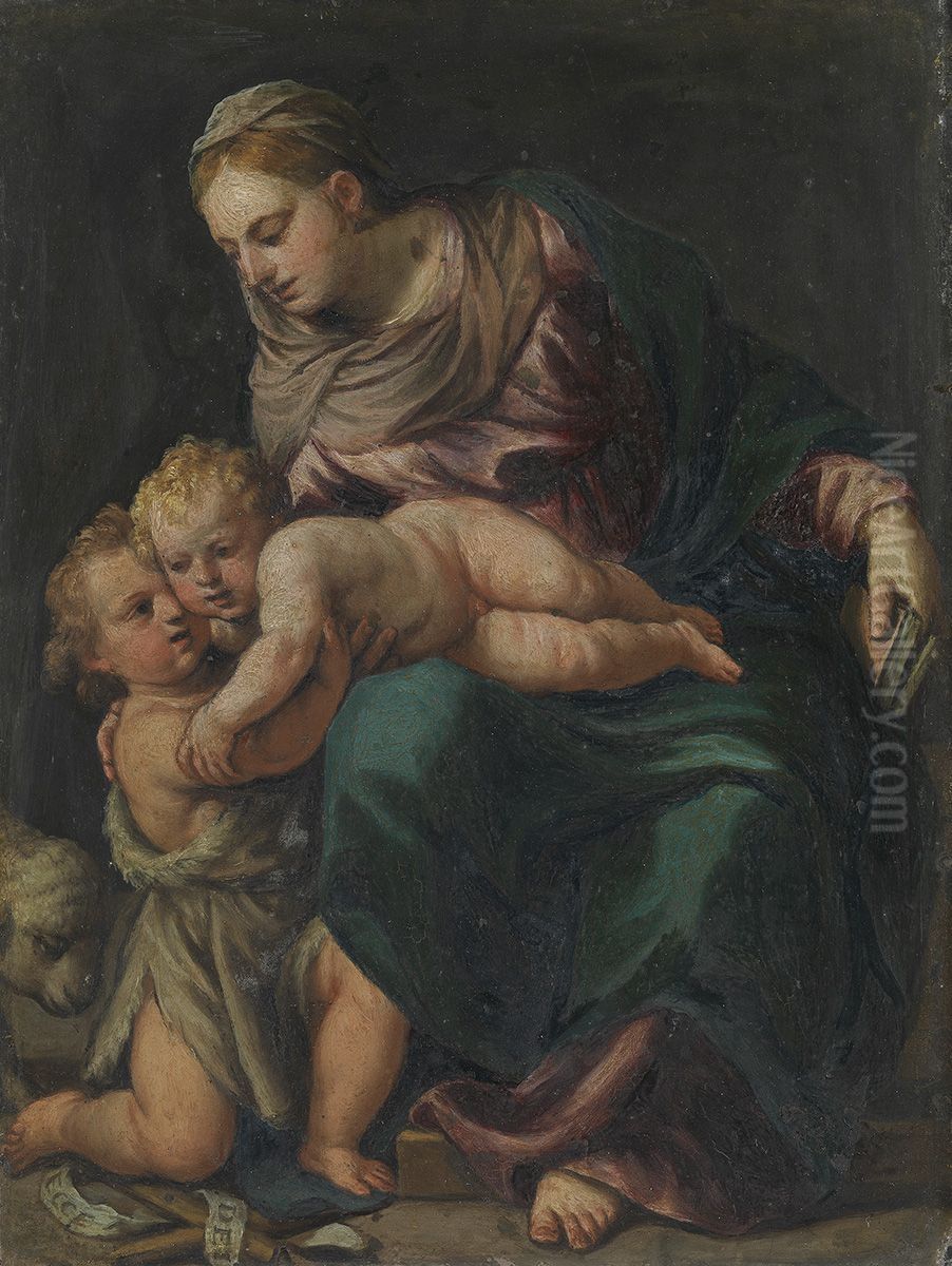 Maria mit dem Kinde und dem Johannesknaben Oil Painting by Alessandro Turchi