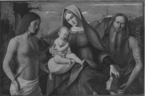 Maria mit Kind, den hll. Hieronymus, Sebastian und einem Stifter
