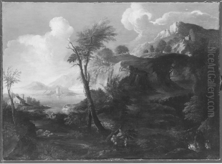 Meeresbucht mit Felsenkuste Oil Painting by Salvator Rosa