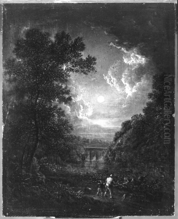 Mondscheinlandschaft Oil Painting by Eglon van der Neer