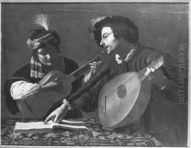 Musizierendes Paar Oil Painting by Theodoor Rombouts