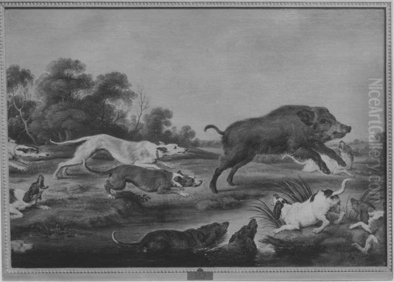 Wildschweinhetze Oil Painting by Paul de Vos