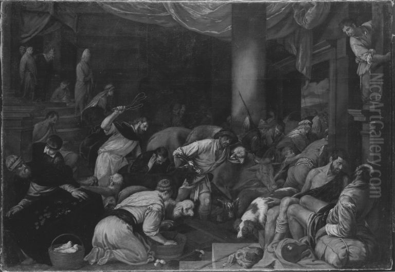 Vertreibung der Handler aus dem Tempel Oil Painting by Jacopo Bassano