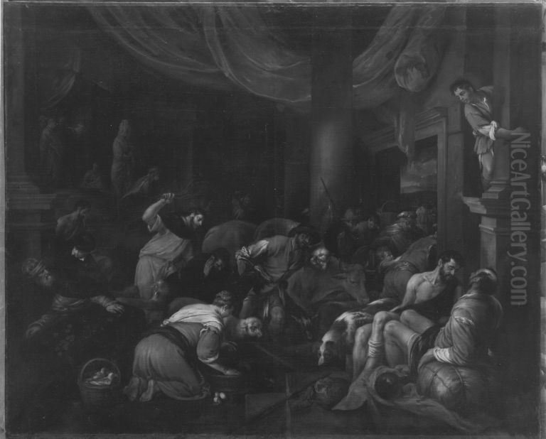 Vertreibung der Wechsler aus dem Tempel Oil Painting by Francesco Bassano the Younger