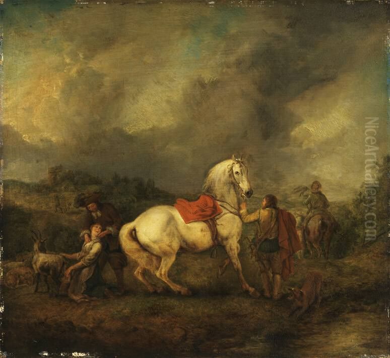 Vor dem Ausritt zur Falkenjagd Oil Painting by Philips Wouwerman