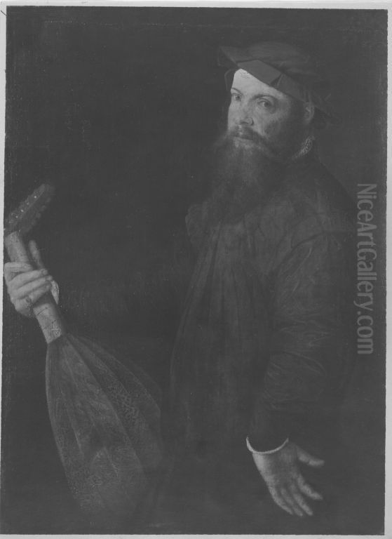 Der Lautenspieler Oil Painting by Jan van Calcar
