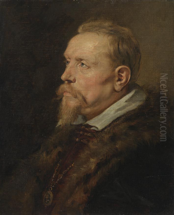 Brustbild eines Mannes der Familie Van den Wijngaert Oil Painting by (studio of) Rubens, Peter Paul