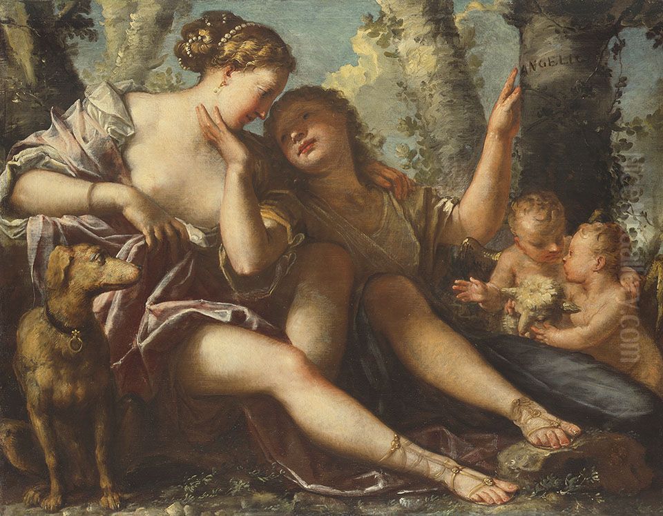 Angelica and Medor Oil Painting by Pietro Liberi