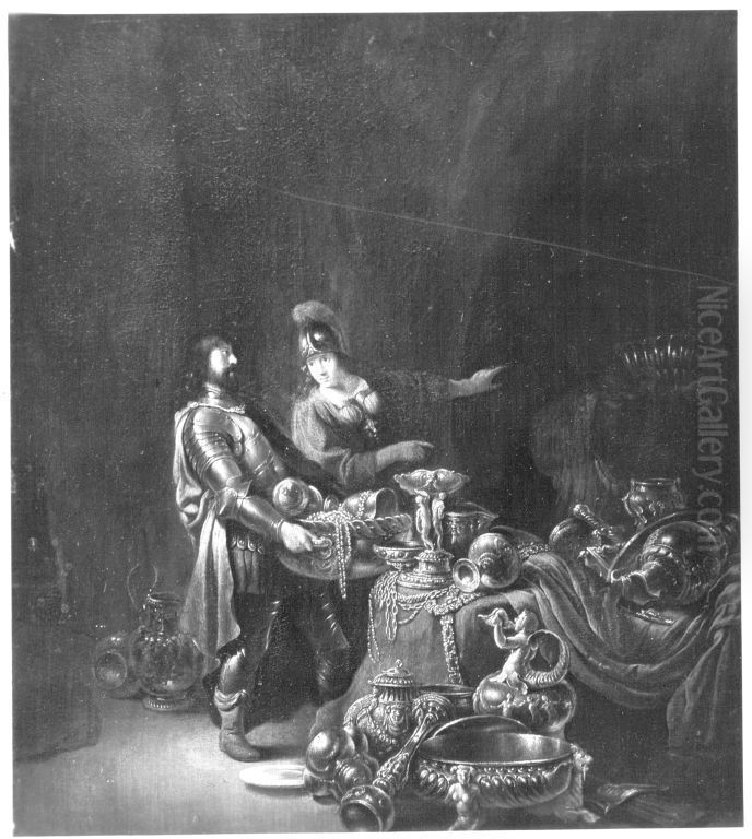 Odysseus und Athene verbergen die trojanische Beute Oil Painting by Willem De Poorter