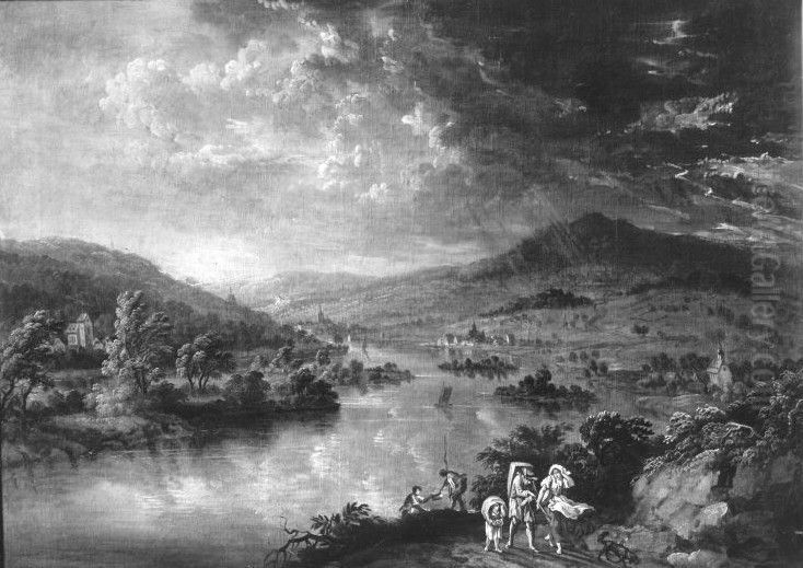Mainebene in Gewitterstimmung Oil Painting by Christian Georg Schutz