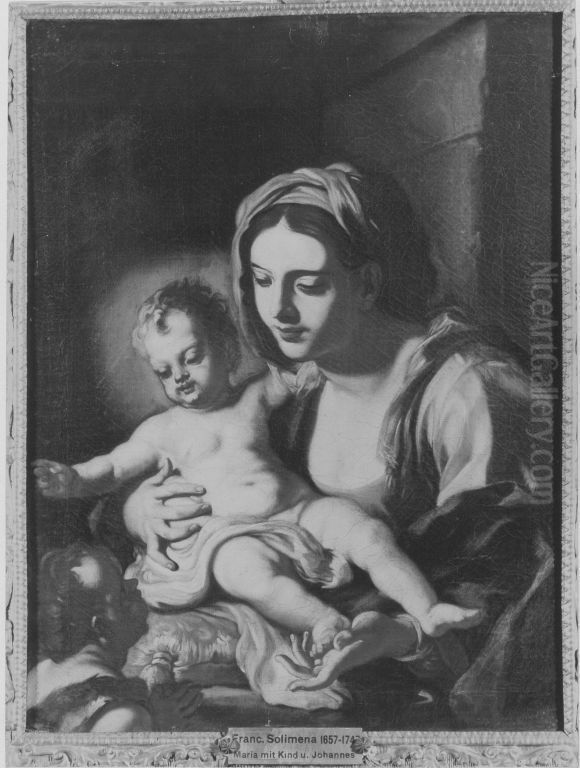 Maria mit Johannes- und Jesusknaben Oil Painting by Francesco Solimena