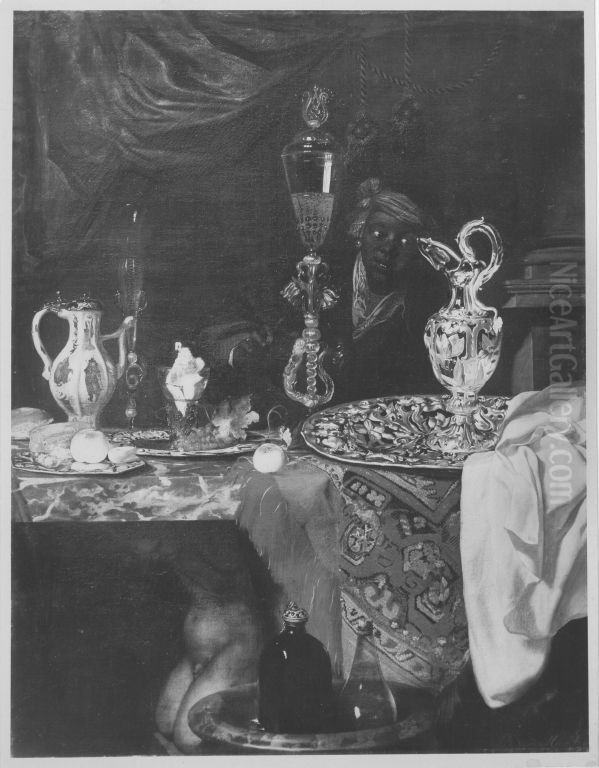Stillleben mit Mohr und Prachtgeschirr Oil Painting by Barend van der Meer