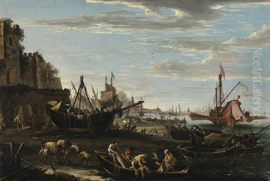 Kustenlandschaft Oil Painting by Johann Anton Eismann