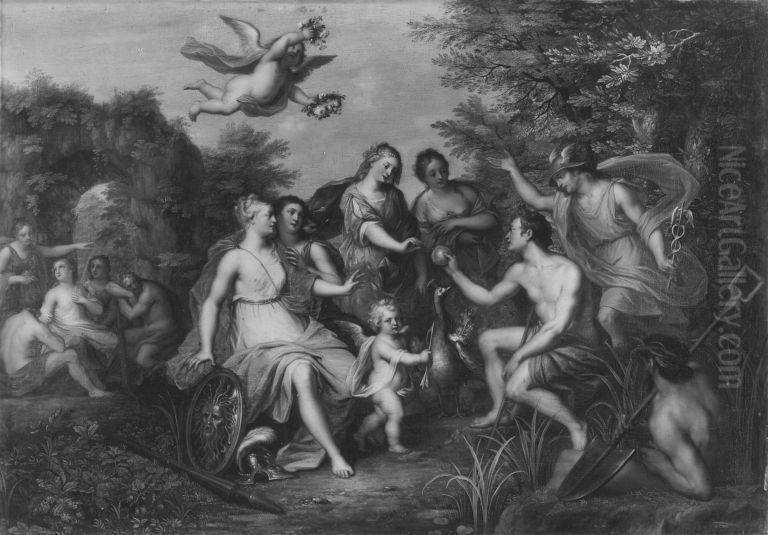 Urteil des Paris (nach einem Stich von Raphael Sadeler d. A.) Oil Painting by Balthasar Beschey