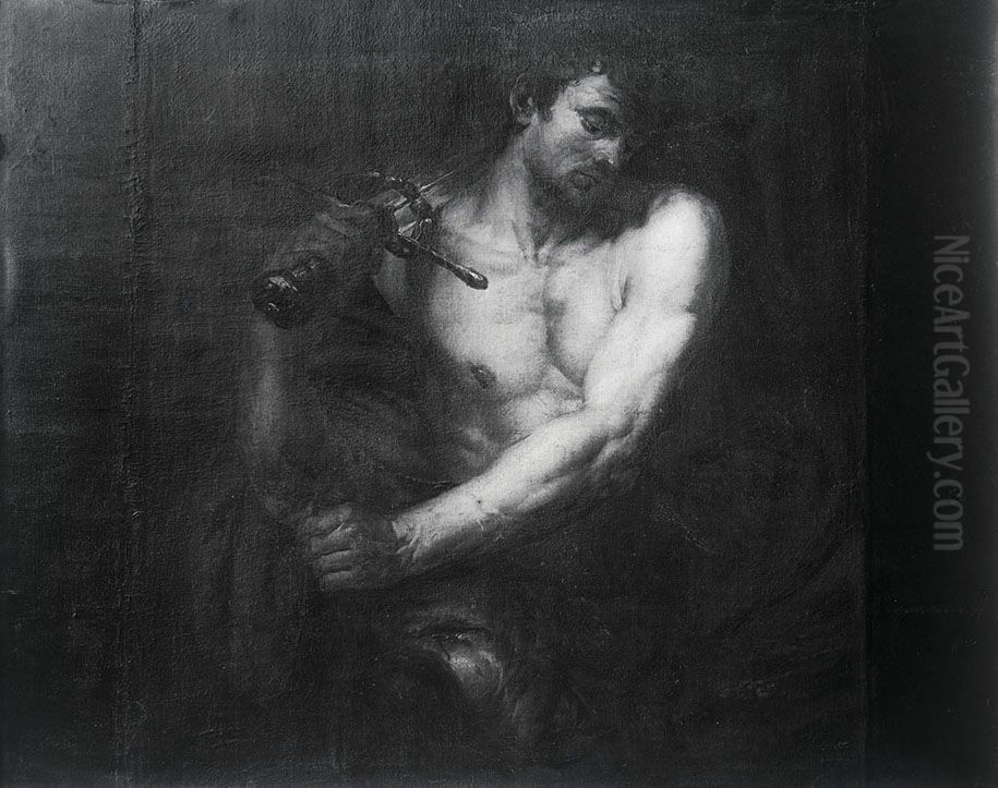David mit dem Haupt Goliaths Oil Painting by Johann Carl Loth