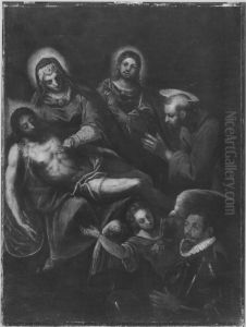 Beweinung Christi mit den hll. Johannes, Franziskus und einem Stifter