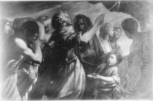 Moses schlagt Wasser aus dem Felsen