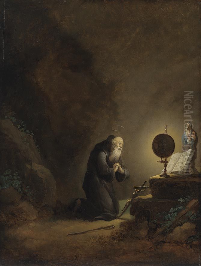 Hl. Antonius Eremita Oil Painting by Christian Wilhelm Ernst Dietrich