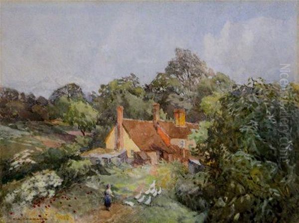 Seeing The Ducks Home Oil Painting by Ernest Albert Chadwick