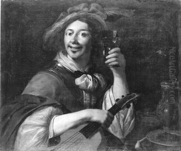 Lustiger Kriegsmann Oil Painting by Willem van Honthorst