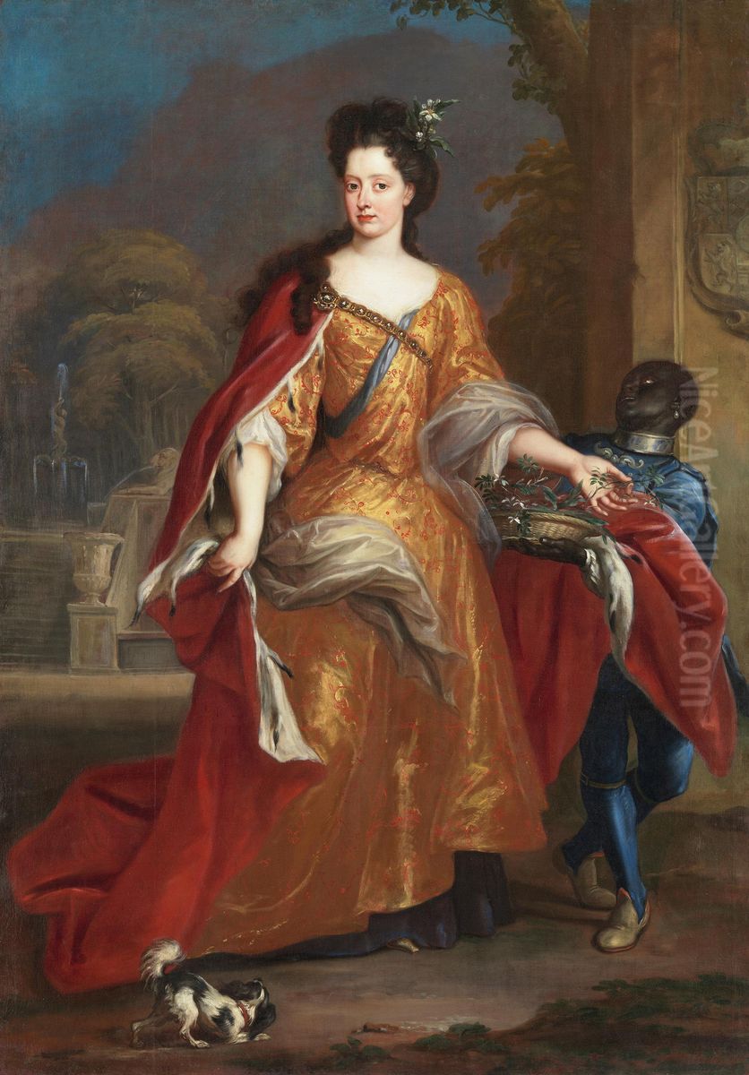 Portrait of Anna Maria Luisa de' Medici, electress of the Palatine (1667-1743) Oil Painting by Anthoni Schoonjans