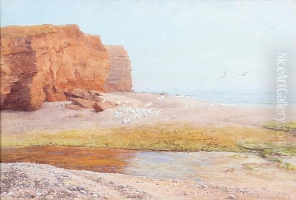 Sunlit Coastal Scene Oil Painting by Ernest Albert Chadwick