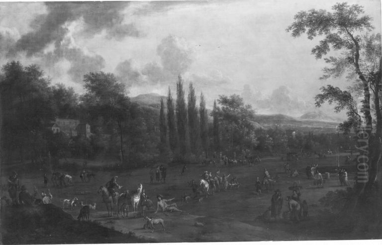 Jagdgesellschaft Oil Painting by Johannes Lingelbach