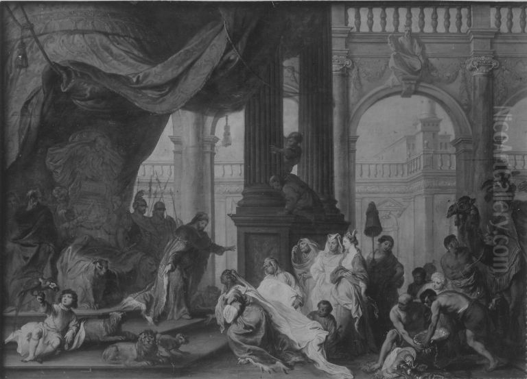 Salomon empfangt die Konigin von Saba Oil Painting by Balthasar Beschey
