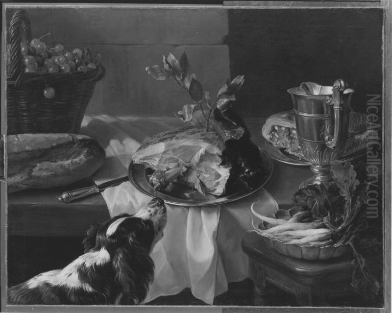 Stillleben mit Hund Oil Painting by Alexandre-Francois Desportes