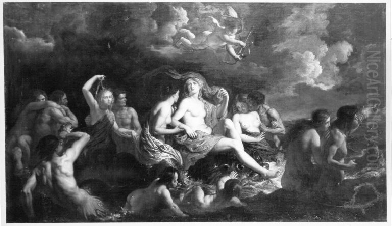 Venus, Tritonen und Liebesgotter Oil Painting by Erasmus Quellinus II