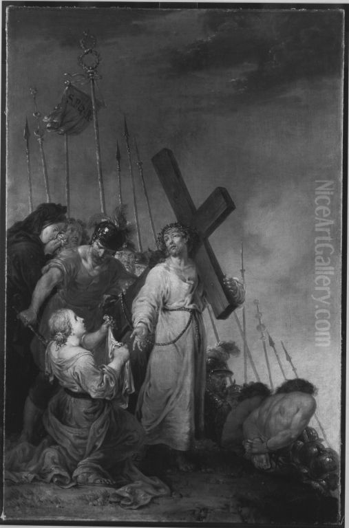 Veronika reicht Christus das Schweisstuch Oil Painting by Januarius Zick